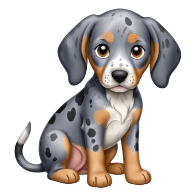 adorable sitting bluetick coonhound puppy with floppy ears and spotted coat sticker