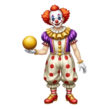 clown with golden chain on the neck playing ball full height sticker