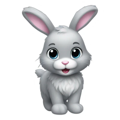 Iceskating gray little fluffy bunny sticker