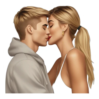 Justin Bieber kissing Hailey Bieber sticker