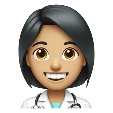 Dentist-girl-eyesmile-black middle straight hair-bracket teeth sticker