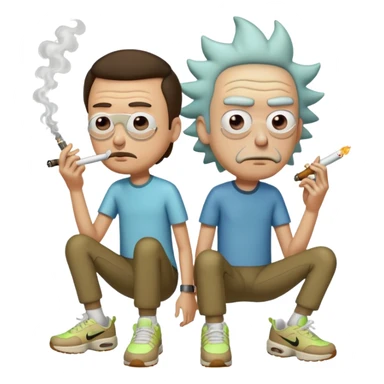 Rick et mortie avec une paire de chaussure  nike tn qui fumme des puff 9k sticker