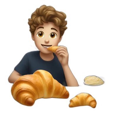 Boy eating croissants in paris sticker