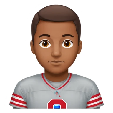 Brown Aussie wearing Ohio state jersey sticker