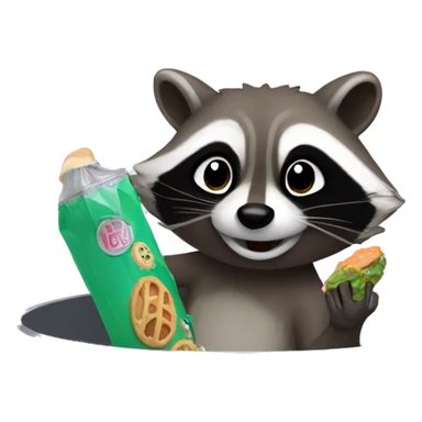Raccoon in a trashcan eating little Debbies sticker