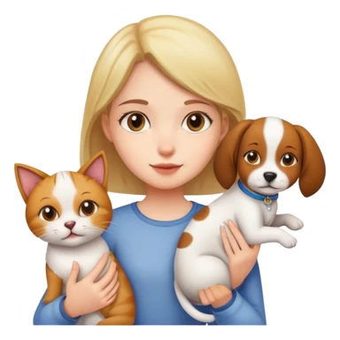Girl holding a cat and a dog sticker