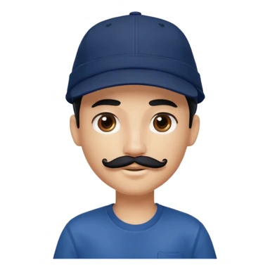generate a pretty bratz boy wearing a dark blue cap and shirt. 

Mustache- black sticker