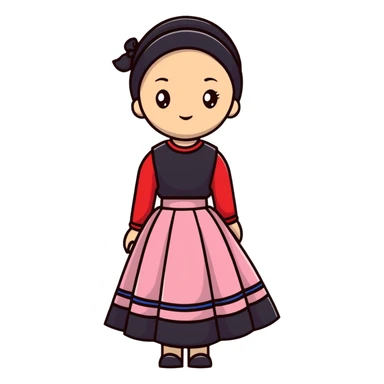 Doll wearing long skirt top  sticker