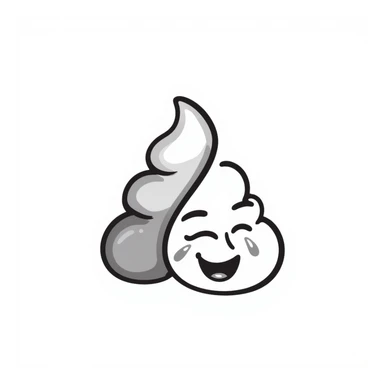 merged emoji of poop emoji, OK hand emoji with light skin tone, and face with tears of joy emoji in cartoon doodle style, all features visible sticker