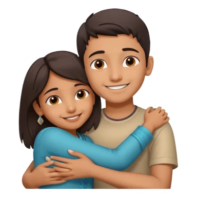 indian boy hugging indian girl from behind... boys hand down near navel of girl... boys head on the shoulder of girl sticker
