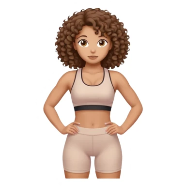 Create dream body girl with big glute and small waist and curly hair with pastel beige gym clothes  sticker