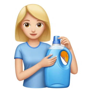 woman holding laundry detergent sticker