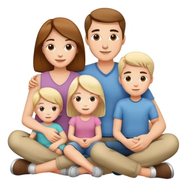 white family with parents and children sitting in a cool relaxed pose sticker