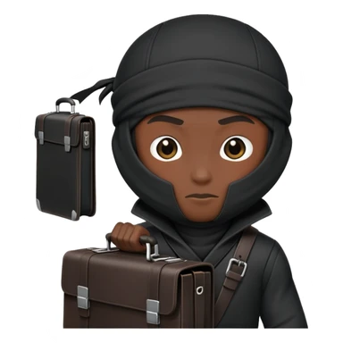 black ninja holding a briefcase sticker