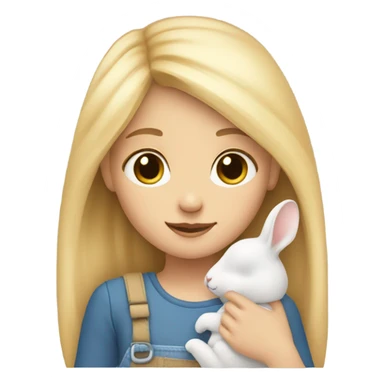 a fair blonde girl holding a small bunny sticker