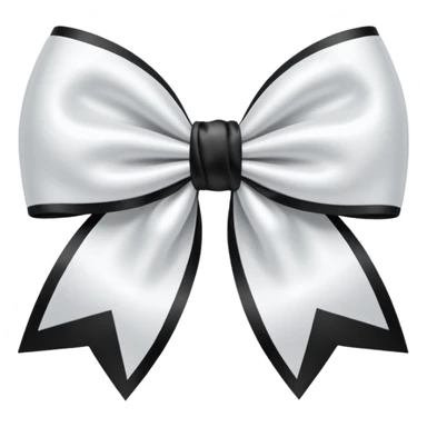 white satin Bow + black bow sticker