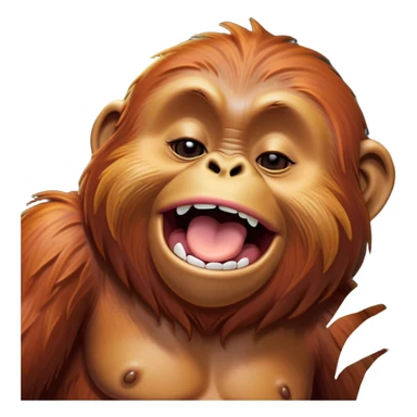 Cinematic Cute Yawning Orangutan Portrait Emoji, Head tilted slightly with a dramatic, wide-open yawn, showcasing a richly textured face with half-closed, sleepy eyes and a relaxed, open expression, Simplified yet irresistibly adorable features, highly detailed, glowing with a soft, cozy jungle glow, high shine, relaxed yet expressive, stylized with a dash of whimsical charm, soft glowing outline, capturing the essence of a drowsy yet affectionate guardian that appears ready to stretch out for a nap! sticker