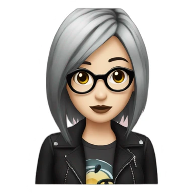 Emo girl with glasses and graphic eyeliner and black hair wearing a club outfit sticker