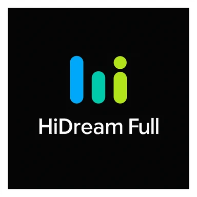 create high dream logo like this with text "HIDream Full", black background  sticker