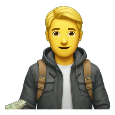 man with overloaded bag with money sticker