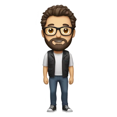 fair man with glasses and beard and cool hairstyle with bat sticker
