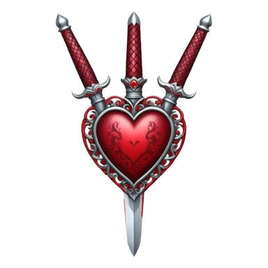 gothic heart with ornate silver dagger and dark shading sticker