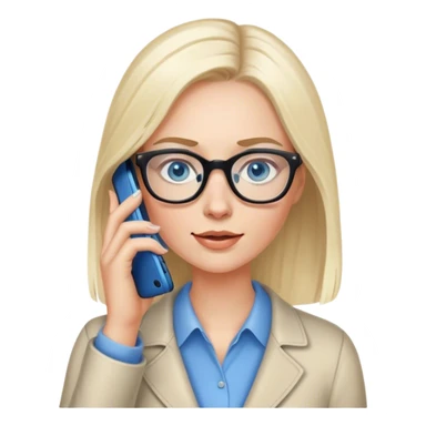 Pale Realistic balage hair woman wearing glasses and blue eyes speaking on 1 cell phone sticker
