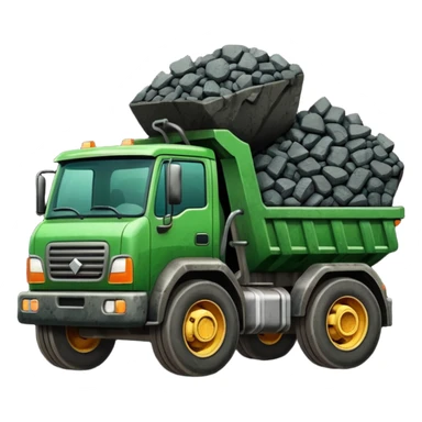 green truck with coal ore sticker