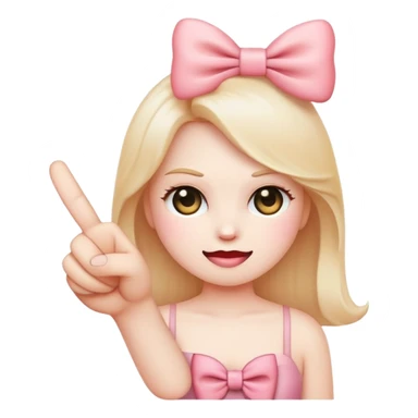 Blushing emoji with a bow holding up the middle finger sticker