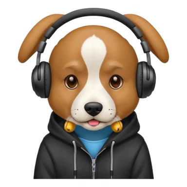 Dog wearing a hoodie and  wearing headphones sticker