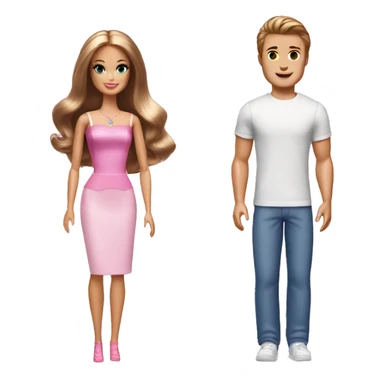 Barbie and Ken with brown hair sticker