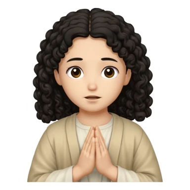 Jesús osea dios con una niña de rulos morocha orando sticker