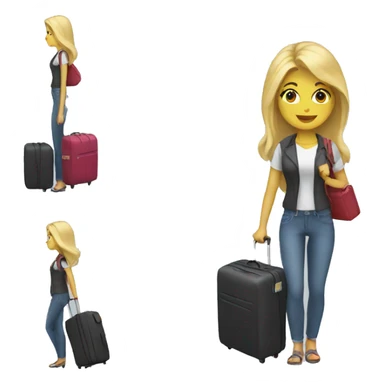 blonde woman with luggage sticker