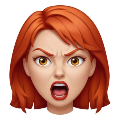 mujer pelirroja con los ojos y los labios maquillados enojada gritando sticker