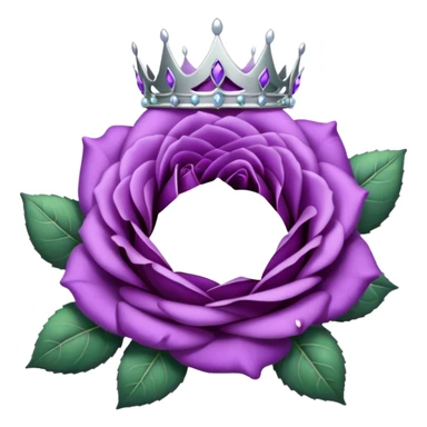 Purple rose with silver tiara and a purple emblem leaf wreath sticker