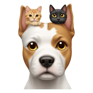 Dog with a cat on its head  sticker