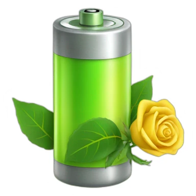 Energy green battery with yellow rose  sticker