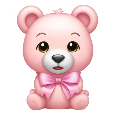 Baby pink bear with light pink bows sticker