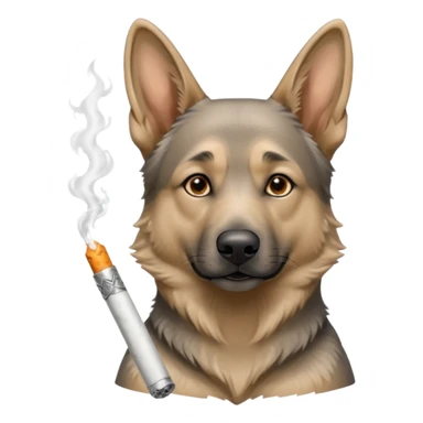 Silver German shepherd smoking a joint sticker