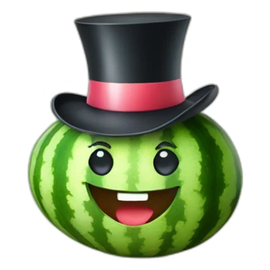 Happy Watermelon slice wearing a top hat sticker