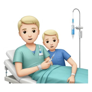 sick man getting syringe shot arm sticker