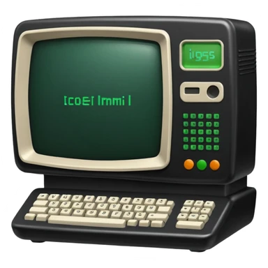 mac os icon code computer retro terminal, black, green white sticker