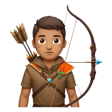 The classic hunter image with a bow and arrow on his back, dressed in brown with some animal made decorations sticker