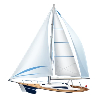 An icon featuring a sleek sailboat with billowing sails cutting through the waves. The design includes the boat's mast, a wind-filled sail, and water splashes, symbolizing the thrill and skill of sailing. Transparent background highlights the elegance and power of wind-driven sports. sticker