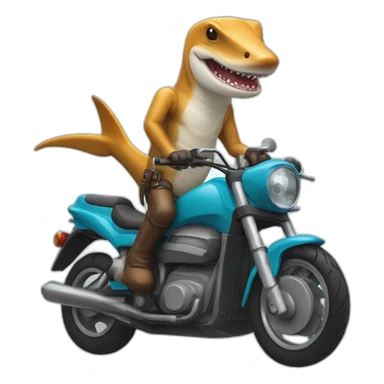 Hammerhead shark riding a motorcycle sticker