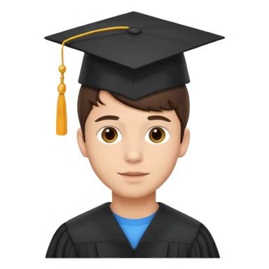 brunette man with graduation cap sticker