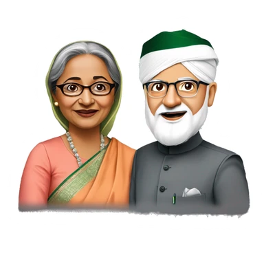 Modi with sheikh hasina with mrinal kanti sticker