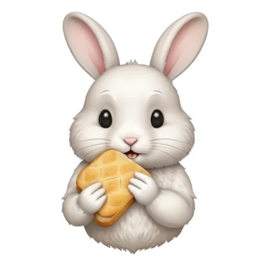 a cute rabbit eating bread sticker