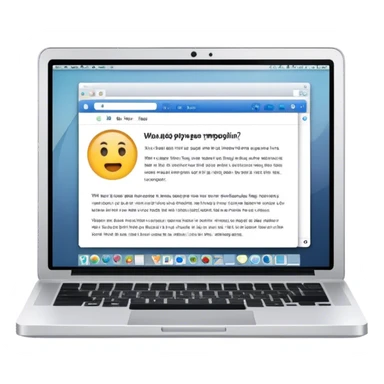 Create an emoji representing blogging as a form of content creation. The design should feature a laptop or desktop computer with an open blog page on the screen, showing visible text and perhaps a photo or graphic. Do not include any emojis or smiley faces. Make the background transparent. sticker