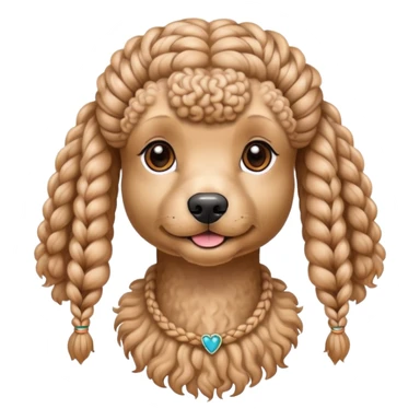 Miniature poodle with braids on its head sticker